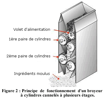 Principe de fonctionnement d'un broyeur à cylindre cannelés